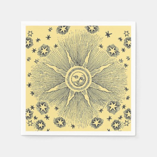 サンスターズアンティークナイトスカイ中世〔占星術の〕十二宮図 スタンダードカクテルナプキン (正面)