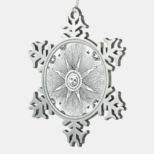 サンスターズアンティークナイトスカイ中世〔占星術の〕十二宮図 スノーフレークピューターオーナメント (右)