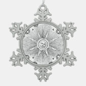 サンスターズアンティークナイトスカイ中世〔占星術の〕十二宮図 スノーフレークピューターオーナメント (正面)