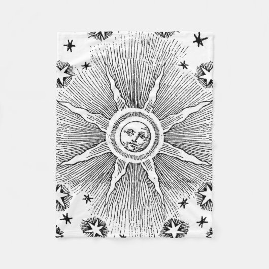 サンスターズアンティークナイトスカイ中世〔占星術の〕十二宮図 フリースブランケット (正面)