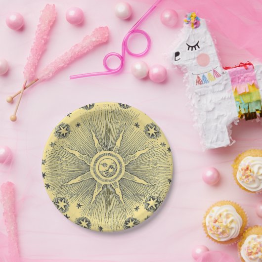 サンスターズアンティークナイトスカイ中世〔占星術の〕十二宮図 ペーパープレート (パーティー)