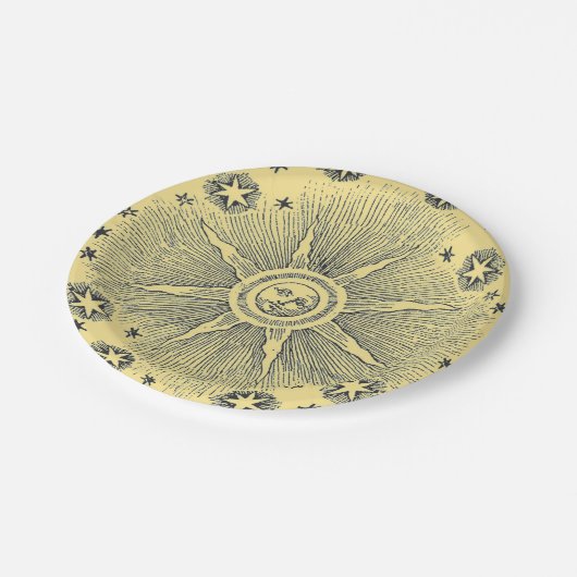 サンスターズアンティークナイトスカイ中世〔占星術の〕十二宮図 ペーパープレート (アングル)