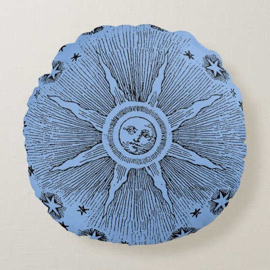 サンスターズアンティークナイトスカイ中世〔占星術の〕十二宮図 ラウンドクッション (正面)