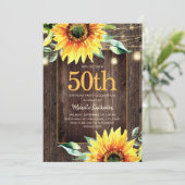 サンスフラワーのナチュラルなストリングライト 50歳の誕生日 招待状 (スタンド正面)