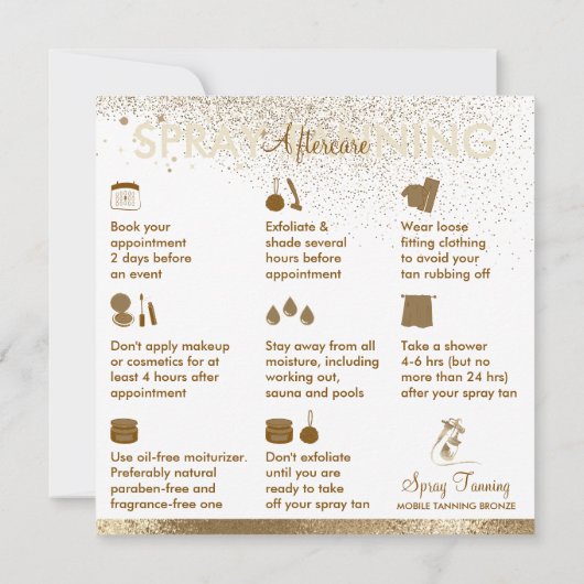 サンスプレータンアフターケアの手順のヒント体 招待状 (裏面)