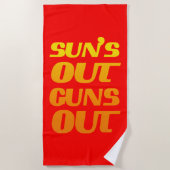 サンズアウトガンズアウトおもしろいフィットネスとジム ビーチタオル (正面)
