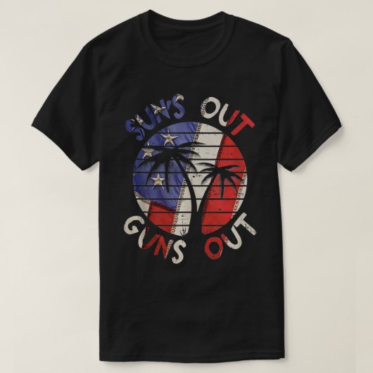 サンズアウトガンズパームビーチレトロ80s夏休み tシャツ (デザイン正面)