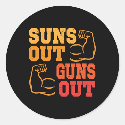 サンズアウト銃アウト筋肉のボディビルウェイト ラウンドシール (正面)