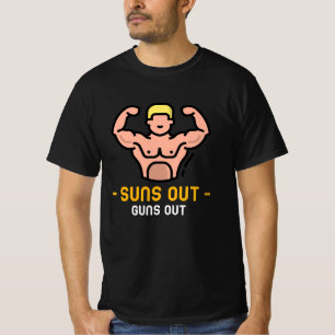 サンズアウト銃アウト重量挙げ Tシャツ
