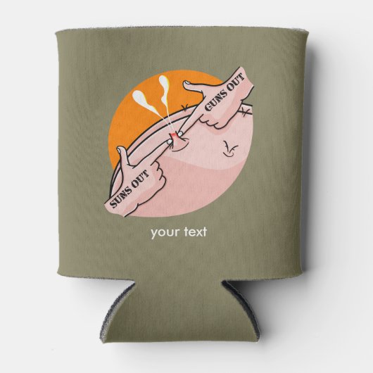 サンズアウト銃アウト、ジムのおもしろいモチベーション 缶クーラー (正面)