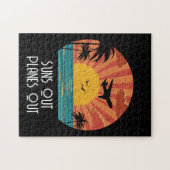 サンズアウト飛行機アウト、レトロ、ヴィンテージ、サンセット、ゲーム ジグソーパズル (横)