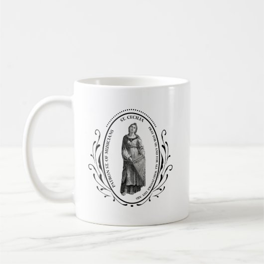サンセシリアのパトロン聖人のミュージシャン コーヒーマグカップ (左)