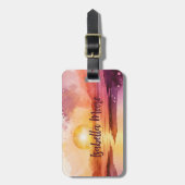 サンセットかわいらしビーチテーマパーソナライズされた ラゲッジタグ (正面縦)