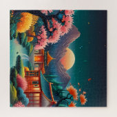 「サンセットでのセレニティ伝統的ア中国の・アート ジグソーパズル (横)