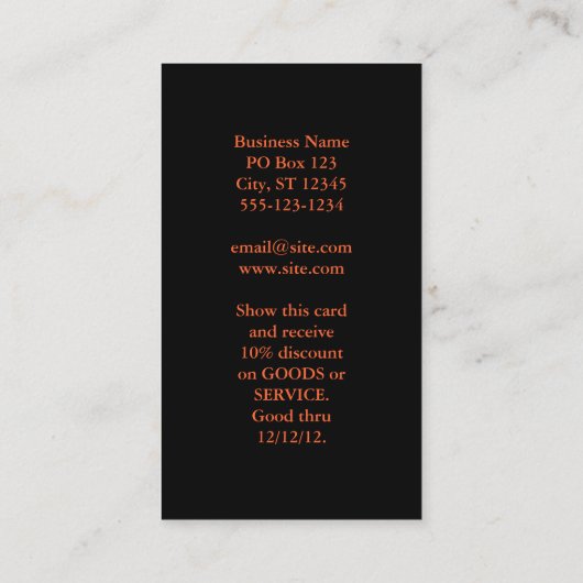 サンセットでの帆船の写真 名刺 (裏面)