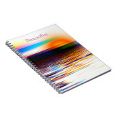 サンセットでの超現実的なレインボーカラー海のパーソナライズ ノートブック (右側)