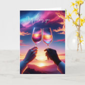 サンセットでアニバーサリーワイントースト カード (黄色い花)