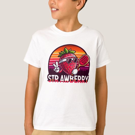 サンセットでイチゴのピックボール Tシャツ (正面)