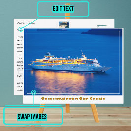 サンセットでクルーズ船 ポストカード