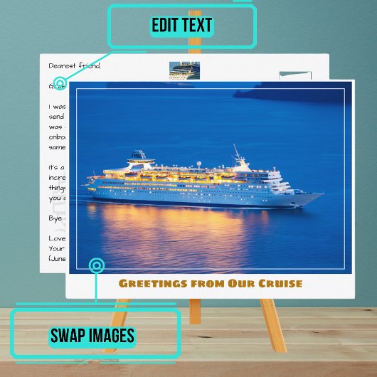 サンセットでクルーズ船 ポストカード