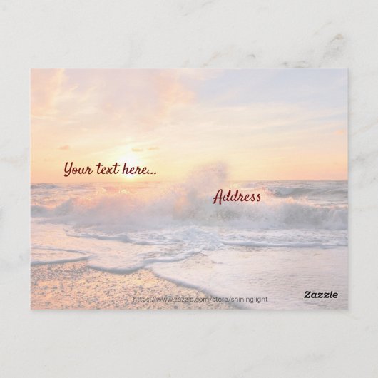 サンセットでサーフとバイブルのメッセージはがき ポストカード (裏面)