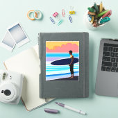 サンセットでサーファーがビーチに立つ シール (iPadカバー)