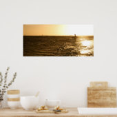 サンセットでサーファー – オアフ，ハワイ ポスター (キッチン)