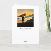 サンセットでサーフボードとビーチ上の男 カード (裏面)