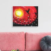 サンセットでハミングバード キャンバスプリント (インサイチュ (リビング))