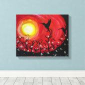 サンセットでハミングバード キャンバスプリント (インサイチュ (ウッドフロア))