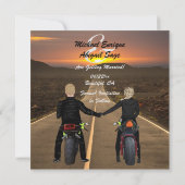 サンセットでバイクに乗結婚るカップル セーブザデート (裏面)