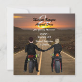 サンセットでバイクに乗結婚るカップル セーブザデート (裏面)