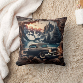 サンセットでマウンテンキャッスル近くのビンテージカー クッション