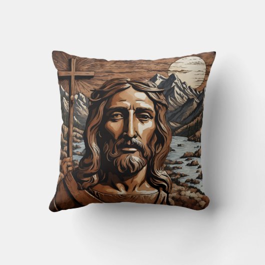 サンセットで十字架を掲げるイエズス クッション (裏面)
