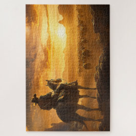 サンセットで孤独なカウボーイ ジグソーパズル