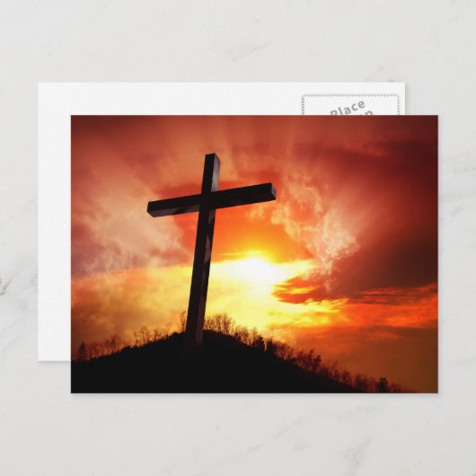 サンセットで宗教的なイースタークロス シーズンポストカード (正面/裏面)