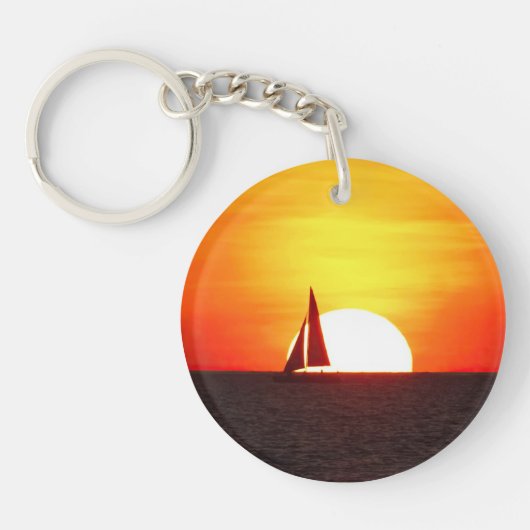 サンセットで帆船 キーホルダー (正面)