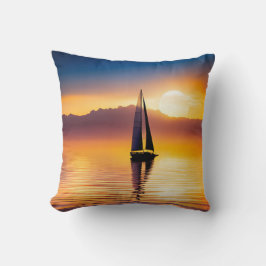 サンセットで帆船 クッション