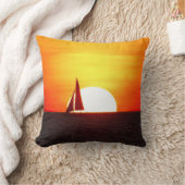 サンセットで帆船 クッション (ブランケット)