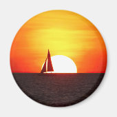サンセットで帆船 マグネット (正面)