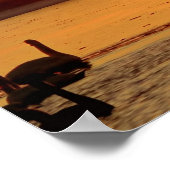 サンセットで湖に白鳥 ポスター (角)