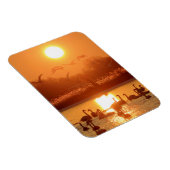 サンセットで湖に白鳥 マグネット (右側)