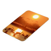 サンセットで湖に白鳥 マグネット (左側)