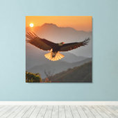 サンセットで舞い上がるハゲのワシ キャンバスプリント (インサイチュ (ウッドフロア))