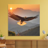 サンセットで舞い上がるハゲのワシ キャンバスプリント (インサイチュ (リビング))