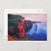 サンセットで郡クレアアイルランドのモハーの崖 ポストカード (正面/裏面)