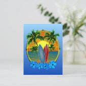 サンセットとサーフボード ポストカード (スタンド正面)