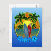 サンセットとサーフボード ポストカード (正面/裏面)