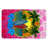 サンセットとサーフボード マグネット (横)