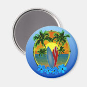 サンセットとサーフボード マグネット (正面/裏面)